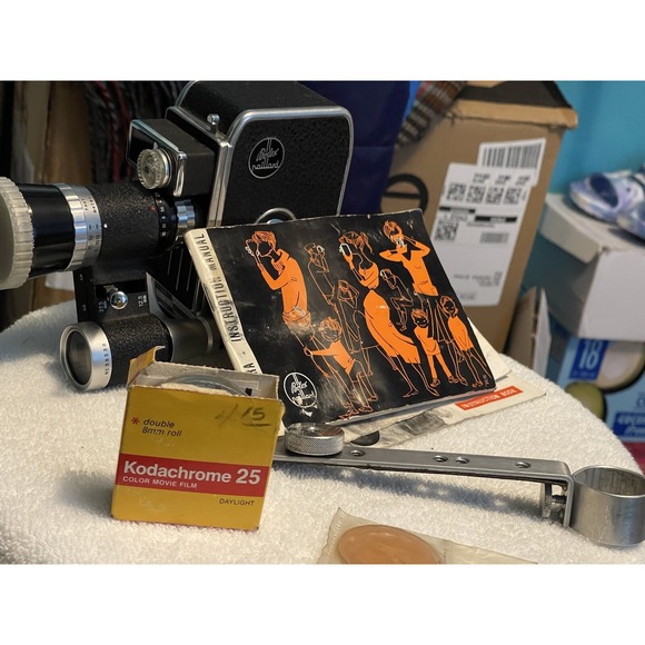Vintage Paillard Bolex C8SL8mm Movie Camera w/ Case Manual & Handle Film